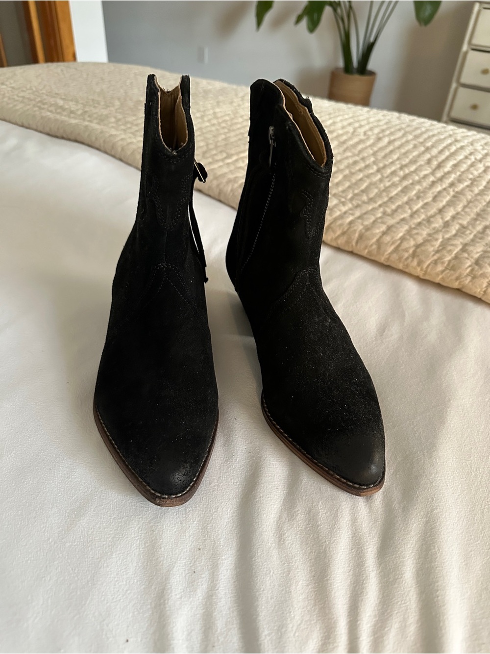 Free People Black Suede Boots. Worn a few times. Suede, Ankle Boot, Zipper.
